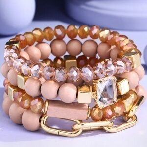 Trendy rose four strand bracelet set NWOT